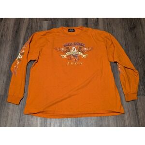 Biker Design Bike Week Daytona Beach 2004 Long Sleeve Tee Mens 3XL Orange Y2K